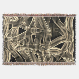 Beige curved ribbons, contrasting by embossed line throw blanket