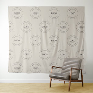 Beige Custom white Logo step and repeat backdrop Tapestry