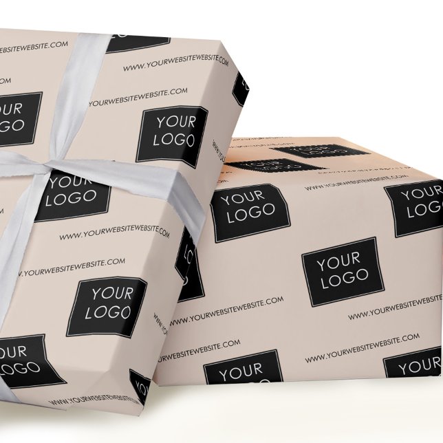 Beige Customizable Logo Website Business Company  Wrapping Paper (Creator Uploaded)
