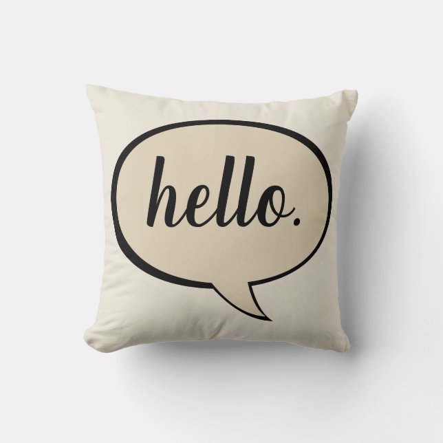 Beige Customizable Speech Bubble Throw Pillow (Front)