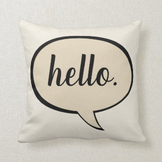 Beige Customizable Speech Bubble Throw Pillow