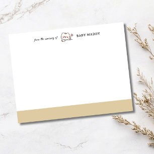 Beige Cute Cat Nursery Stationery Note Card