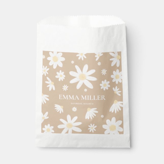 Beige Daisy Flower Favour Bags (Front)