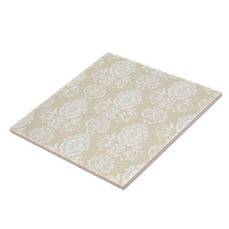 Beige. Damask Pattern. Tile