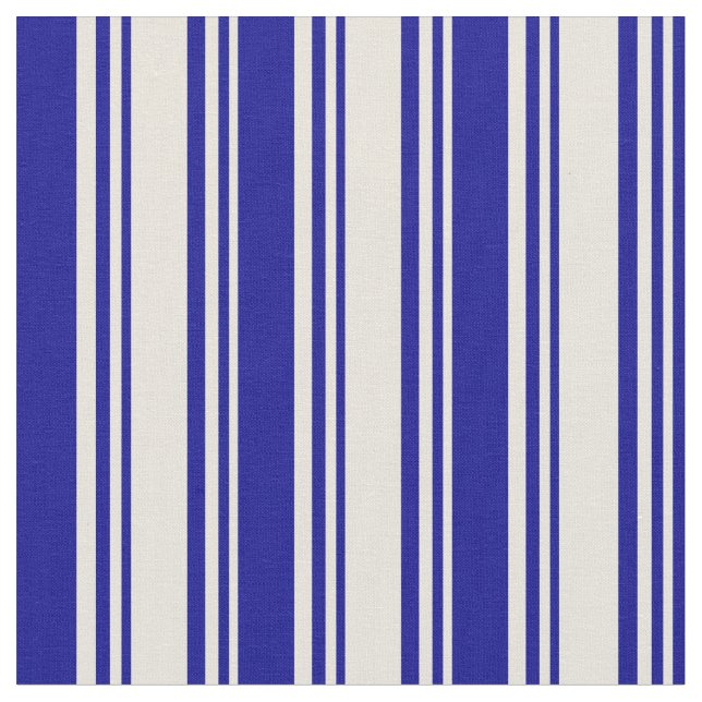 Beige & Dark Blue Coloured Pattern Fabric (Close Up)