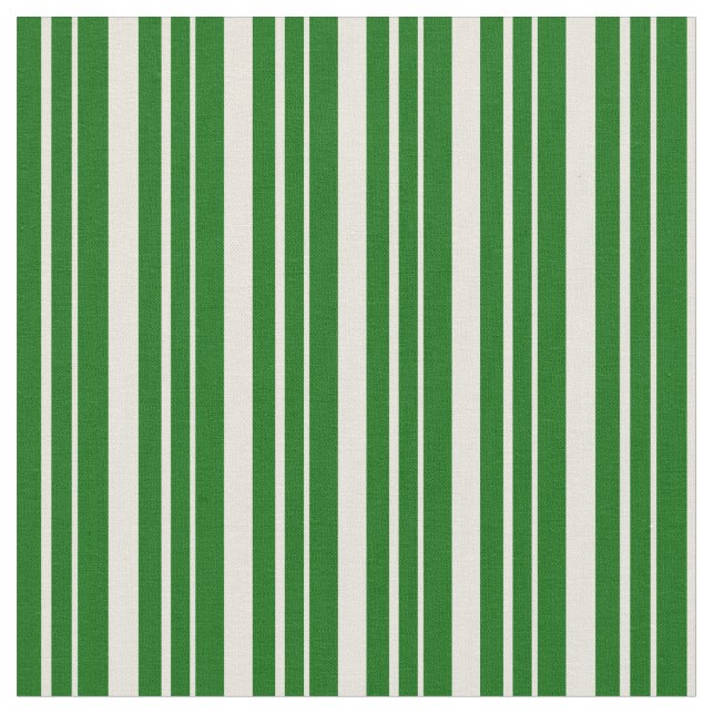 Beige & Dark Green Lined/Striped Pattern Fabric (Close Up)