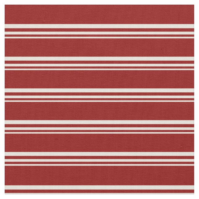 Beige & Dark Red Lines Fabric (Close Up)