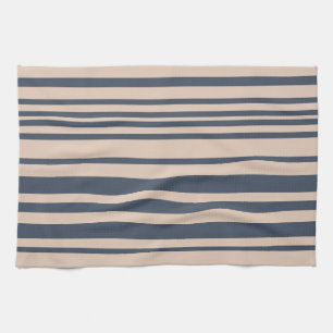 Beige/Deep Blue Grey Simple Stylish Stripe Pattern Kitchen Towel