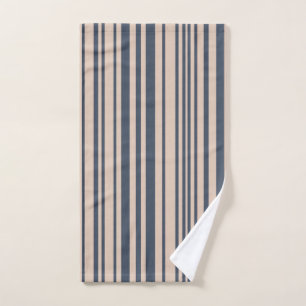 Beige/Deep Blue Simple Stylish Stripe Pattern Hand Towel