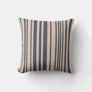 Beige/Deep Blue Simple Stylish Stripe Pattern Throw Pillow