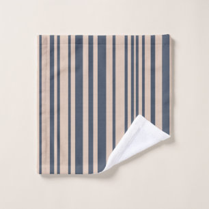 Beige/Deep Blue Simple Stylish Stripe Pattern Wash Cloth