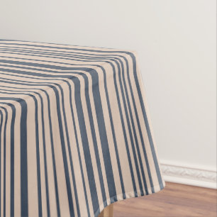 Beige/Deep Blue Stylish Stripe Pattern Tablecloth