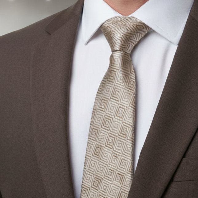 Beige Diamond Geometric Pattern Tie (Creator Uploaded)