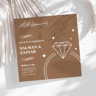 Beige Diamond Ring Islamic Muslim Engagement Invitation