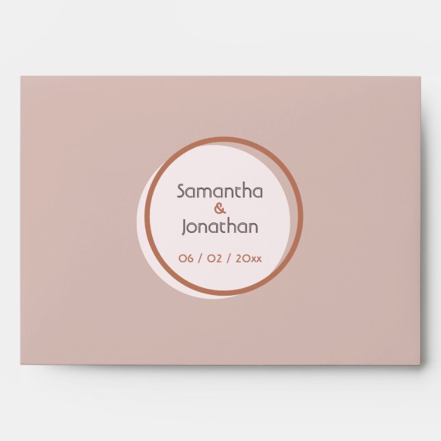 Beige Dots and Circles Wedding Envelo Envelope (Front)