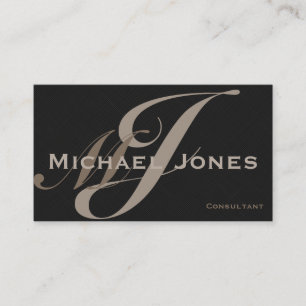 Beige Double Monogram Professional Modern Business Card