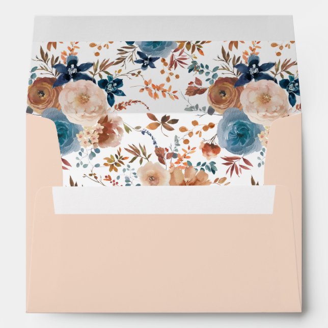Beige & Dusty Blue Floral - Beige Envelope (Back (Bottom))