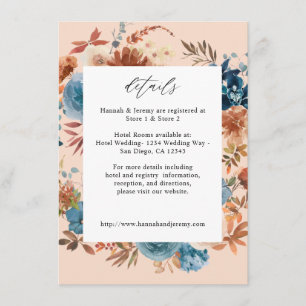 Beige & Dusty Blue Floral Enclosure Card -LG Beige