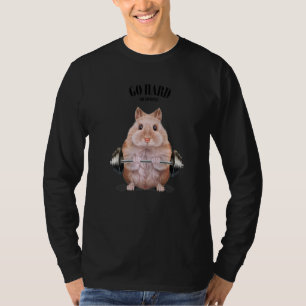 Beige Dwarf Hamster Muscle Training Weightlifting T-Shirt