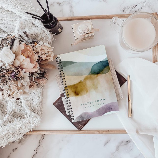 Beige Earth Tone Abstract Watercolor Personalized  Notebook (Creator Uploaded)