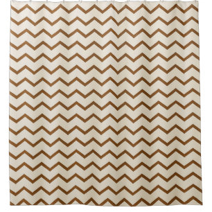 Beige & Earthy Brown Zigzag Pattern Shower Curtain