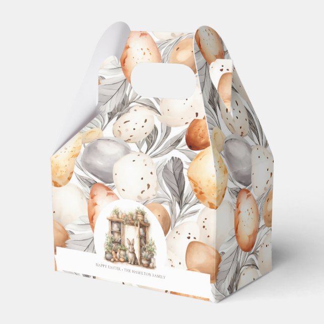 Beige Easter Rabbit Personalized Favor Box (Front Side)