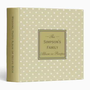 Beige Ecru and White Dots: Wedding Album, Recipes Binder