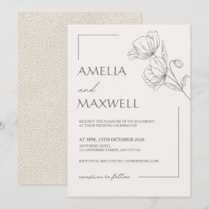 Beige Elegance Lace Wedding Invitation