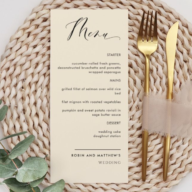 Beige Elegant Calligraphy Wedding / Reception  Menu (Creator Uploaded)
