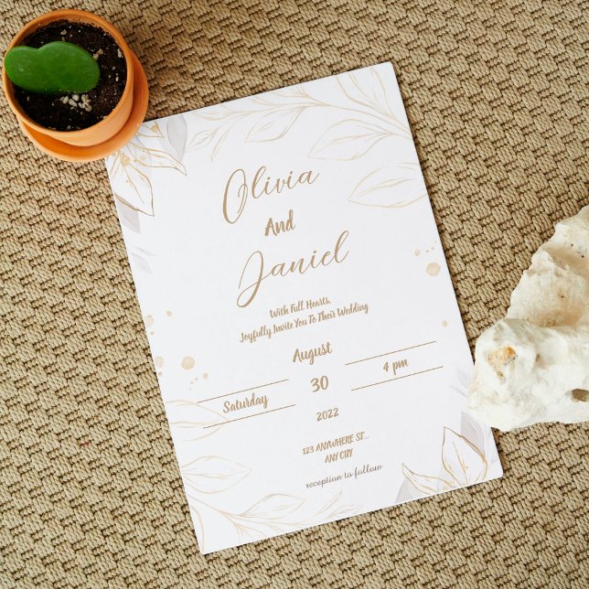 Beige Elegant Floral Wedding Invitation (Creator Uploaded)