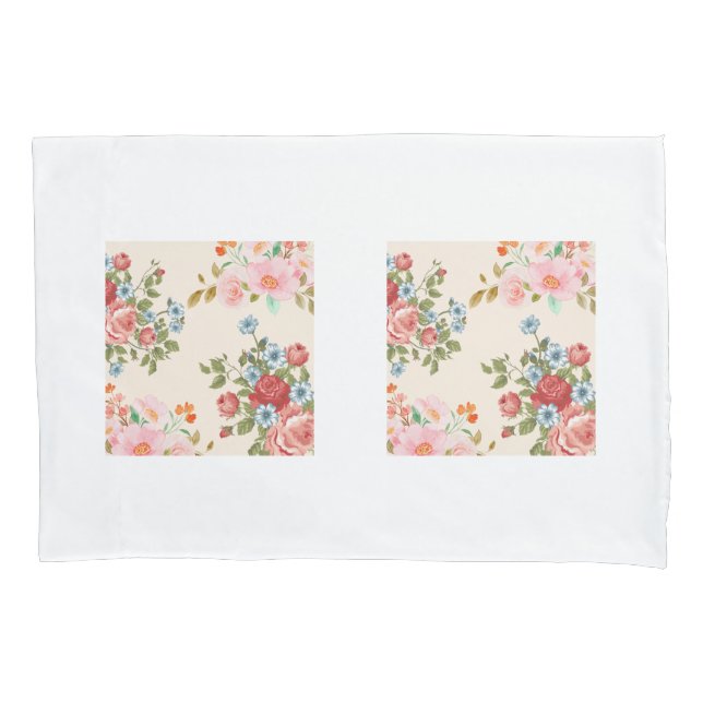 Beige Elegant Flowers Pillowcases  (Front-Left)