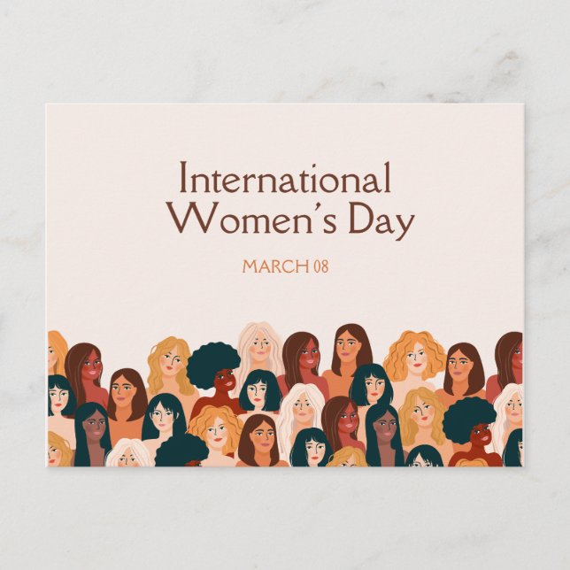 Beige Elegant International Women's Day 2025 Postcard (Front)
