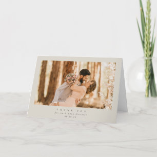 Beige Elegant Minimal Single Photo Wedding Thank You Card