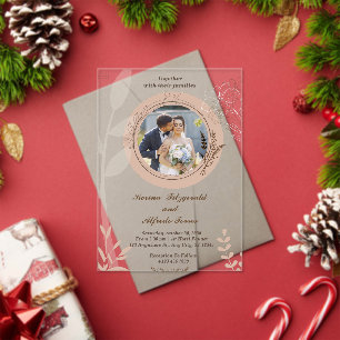 Beige Elegant Photo invitation de mariage acryliqu