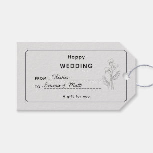 Beige Elegant Wedding Gift Tag