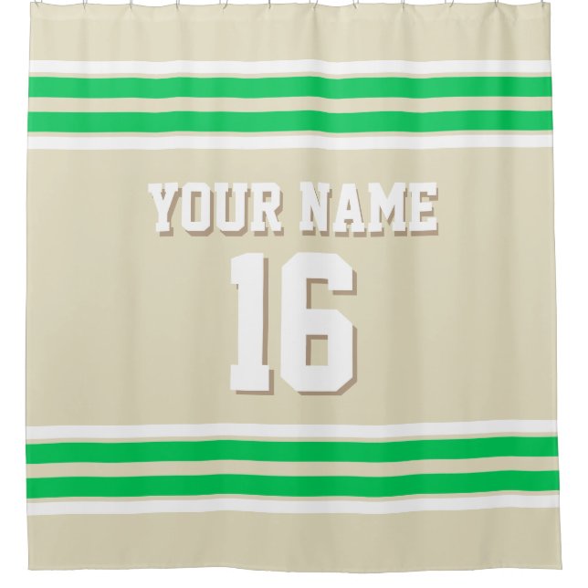 Beige Emerald Green White Stripes Sports Jersey (Front)