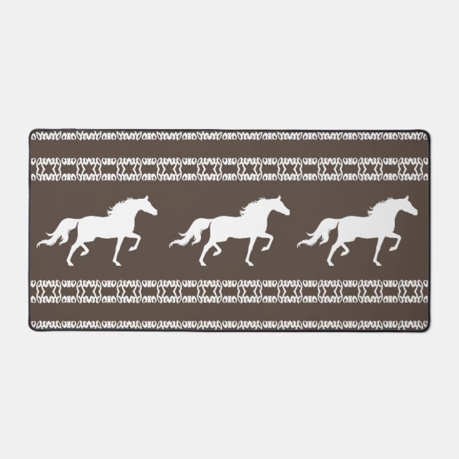 Beige et blanc Motif géométrique & Chevaux (Recto)