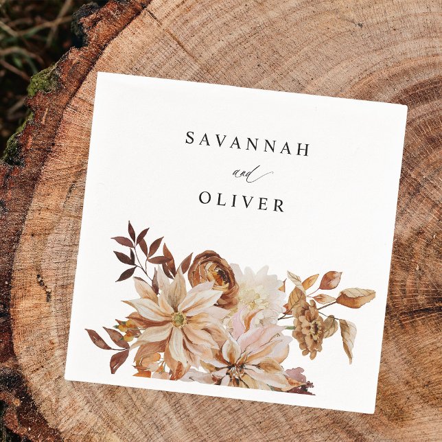 Beige Fall Floral Name Napkins (Creator Uploaded)