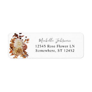 Beige Fall Floral Return Address Label