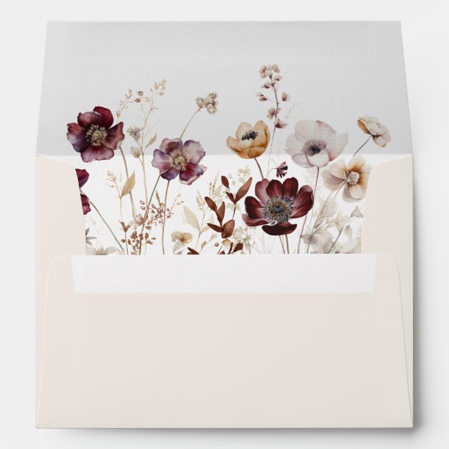 Beige Fall Floral Wedding Envelope (Back (Bottom))