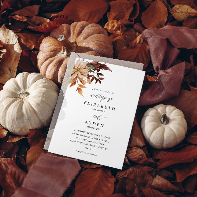 Beige Fall Floral Wedding Invitation (Creator Uploaded)
