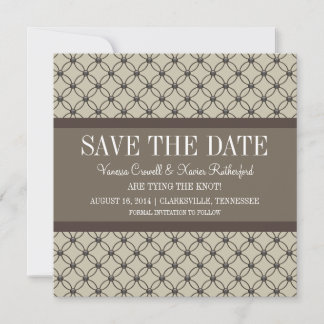 Beige Fancy Lattice Save the Date Invite