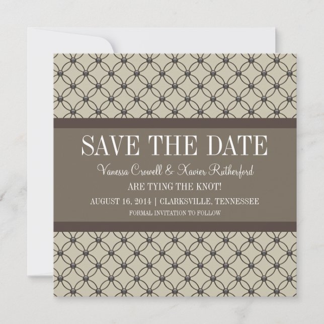 Beige Fancy Lattice Save the Date Invite (Front)