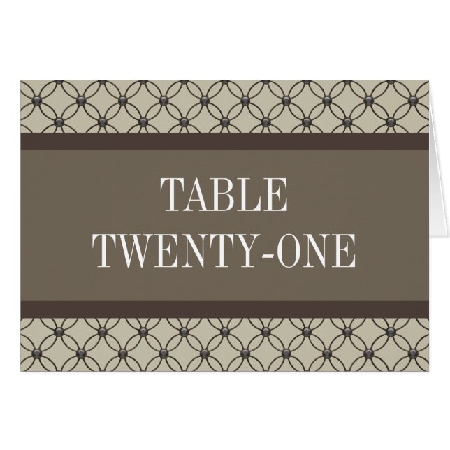 Beige Fancy Lattice Table Number Card (Front Horizontal)