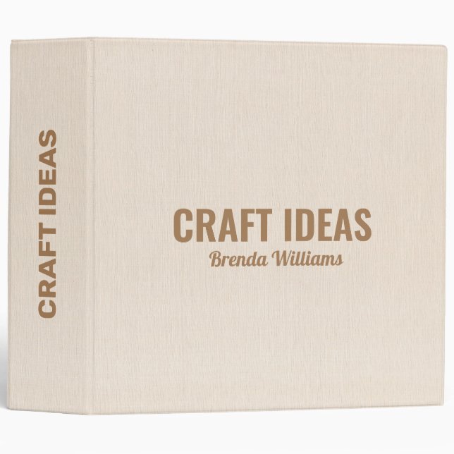 Beige faux linen texture 3 ring binder (Front/Spine)