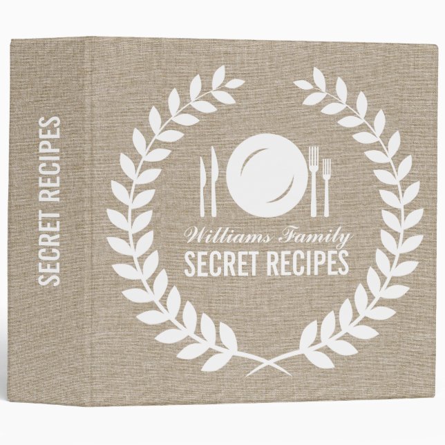 Beige Faux Linen With White Wreat Binder (Front/Spine)