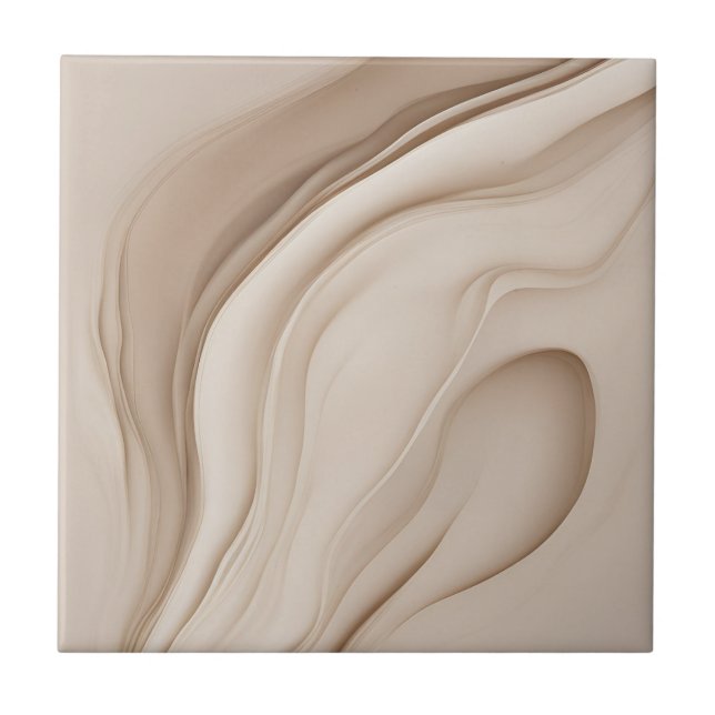 Beige Faux Relief Abstract Art Tile (Front)