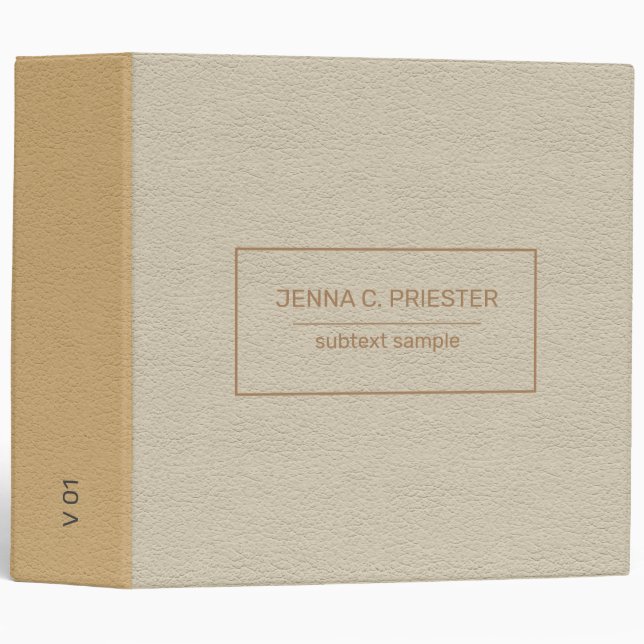 Beige faux vintage leather texture binder (Front/Spine)