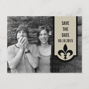 Beige Fleur De Lis Banner Save the Date Postcard