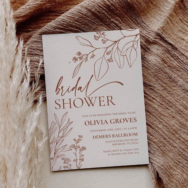 Beige Floral Botanical Bridal Shower Invitation (Creator Uploaded)